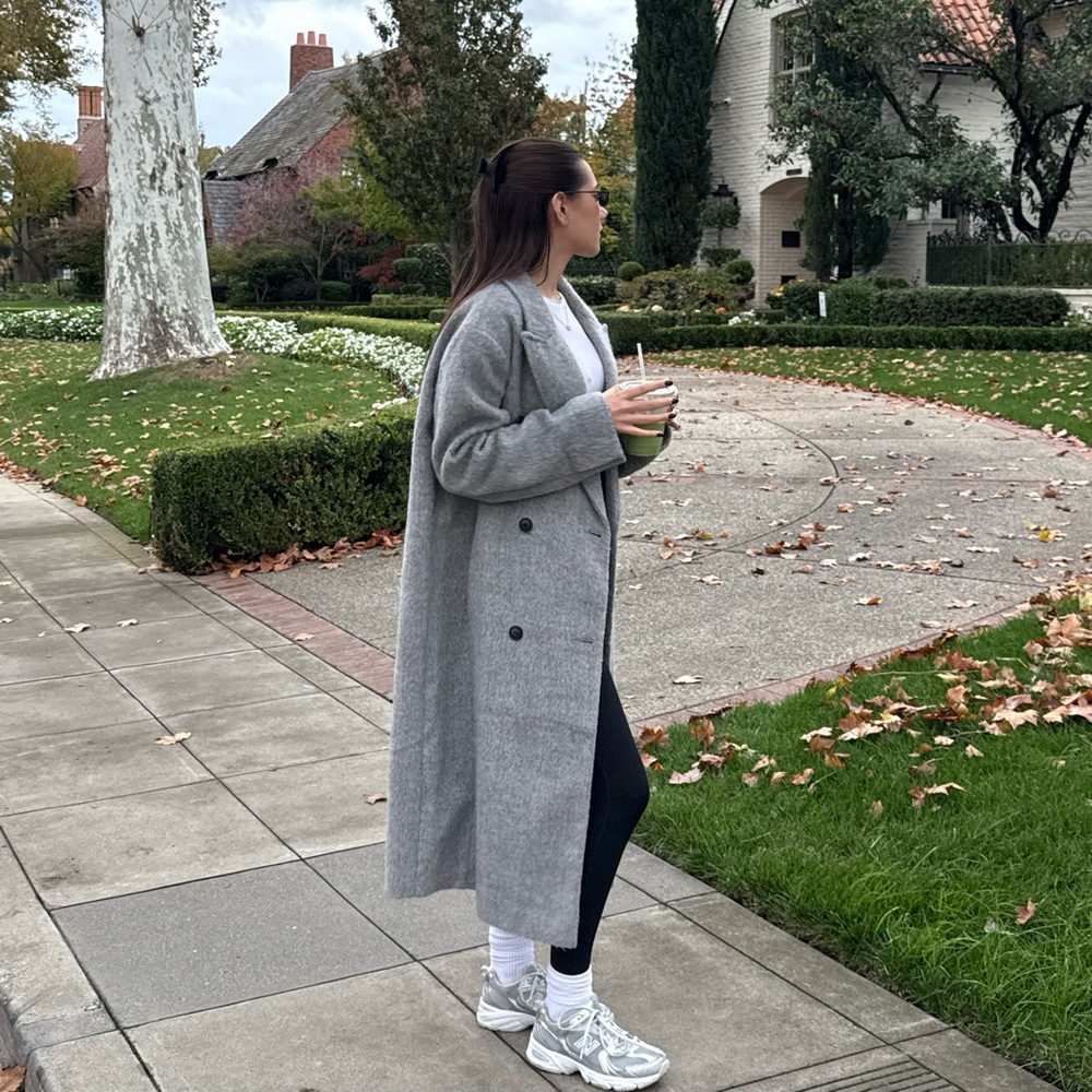 Top Shop Gray Double-Breasted Coat